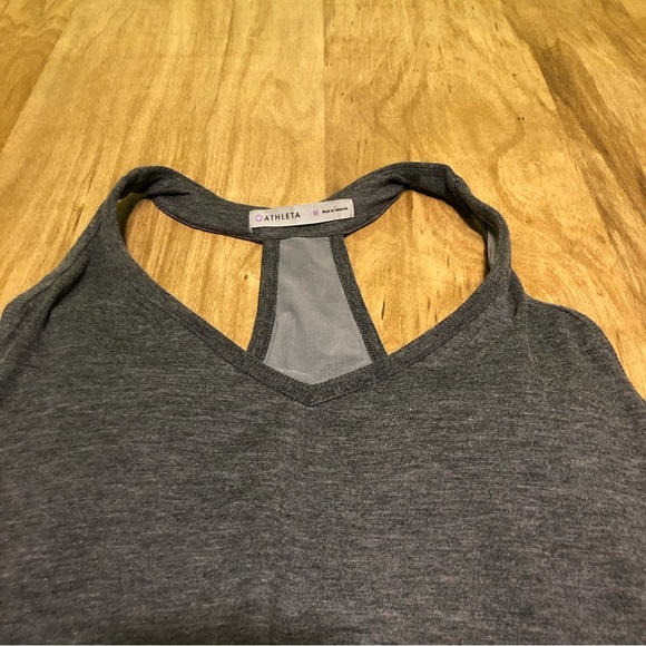 ATHLETA Womens Medium Heathered Grey Sleeveless Ruched Side Dress Built-in Bra - Picture 2 of 10